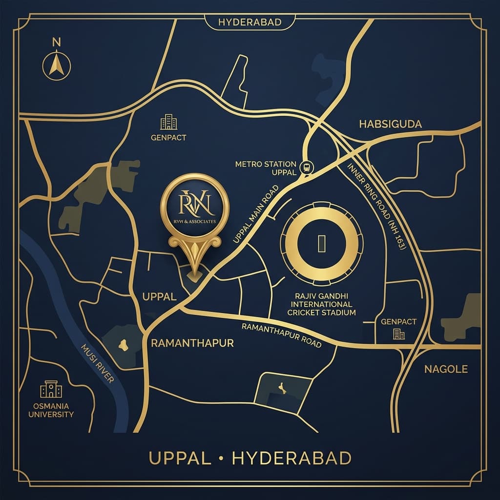Map of Uppal, Hyderabad showing RVN & Associates office location